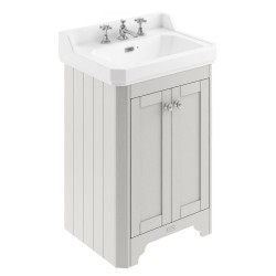 Old London 595mm 2 Door Vanity Unit and Basin with 3 Tap Holes - Timeless Sand