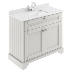 Old London 1000mm Freestanding Vanity Unit with 1TH White Marble Top Rectangular Basin - Timeless Sand