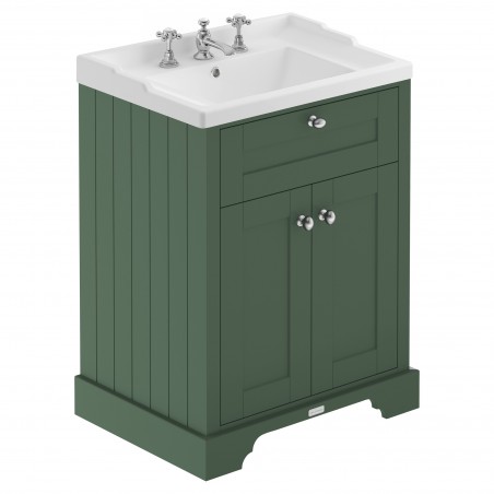 Old London 600mm Cabinet & Basin - 3 Tap Holes - Hunter Green