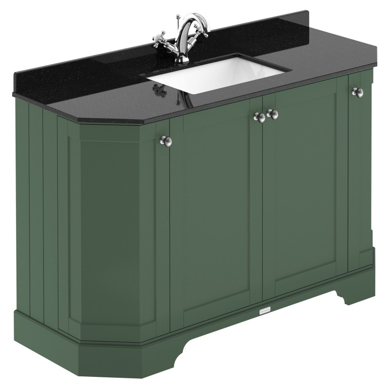 Old London 1200mm 4 Door Angled Unit & Black Marble Top 1 Tap Hole - Hunter Green Old London 1200mm 4 Door Angled Unit & Black Marble Top 1 Tap Hole - Hunter Green
