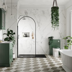 Old London 1000mm Cabinet & Grey Marble Top - 1 Tap Hole - Hunter Green - Insitu