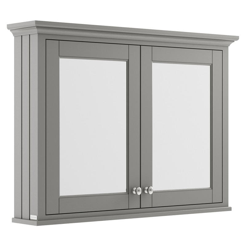 Old London Storm Grey 1050mm 2 Door Mirror Storage Cabinet - Storm Grey