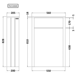 Old London Timeless Sand 550mm Toilet Unit - Timeless Sand - Technical Drawing