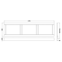1800mm Old London Front Bath Panel - Twilight Blue - Technical Drawing