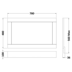 Old London Twilight Blue 800mm Bath End Panel - Twilight Blue - Technical Drawing
