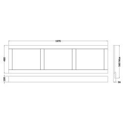 Old London Hunter Green 1700mm Front Bath Panel - Hunter Green - Technical Drawing