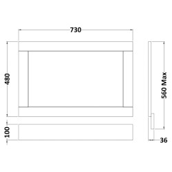 Old London Hunter Green 750mm Bath End Panel - Hunter Green - Technical Drawing