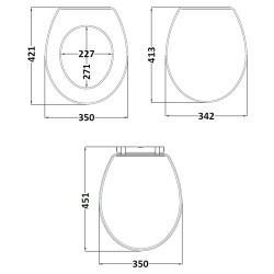 Old London Rhyther Timeless Sand Traditional Toilet Seat - Technical Drawing