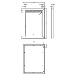 Touch Sensor LED Mirror 500 x 700mm - Technical Drawing