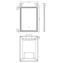 LED Bathroom Mirror 500 x 700mm - Technical Drawing