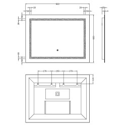 Picture Frame Styled LED Mirror 600 x 800mm - Technical Drawing
