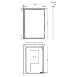 Ambient Edge Lit Frame LED Bathroom Mirror 500 x 700mm - Technical Drawing
