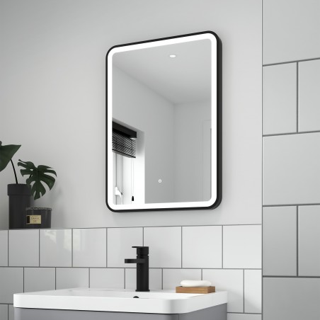 500 x 700mm Framed LED Mirror - Matt Black