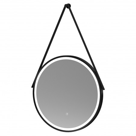 Black 600mm Round LED Bathroom Mirror with Strap