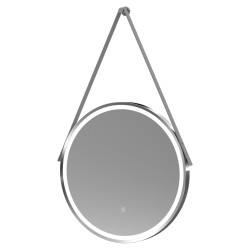 Chrome 600mm Round LED Bathroom Mirror with Strap
