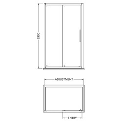 Apex Chrome 1100mm Sliding Shower Door - Technical Drawing