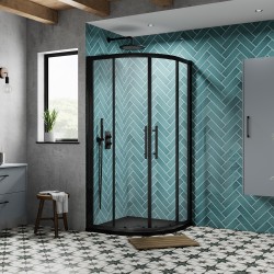 Apex Matt Black Quadrant Shower Enclosure 900 x 900mm