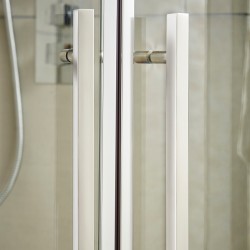 Apex Chrome 700mm Hinged Shower Door - Insitu