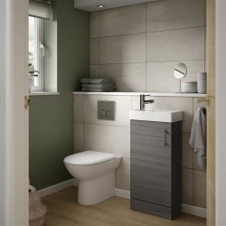 Vault 400mm Freestanding Cabinet & Basin - Anthracite Woodgrain - Insitu