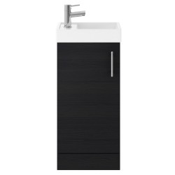Vault 400mm Freestanding Cabinet & Basin - Charcoal Black Woodgrain
