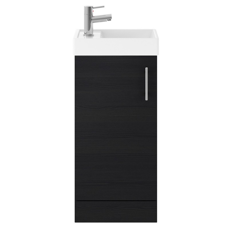 Vault 400mm Freestanding Cabinet & Basin - Charcoal Black Woodgrain Vault 400mm Freestanding Cabinet & Basin - Charcoal Black Woodgrain