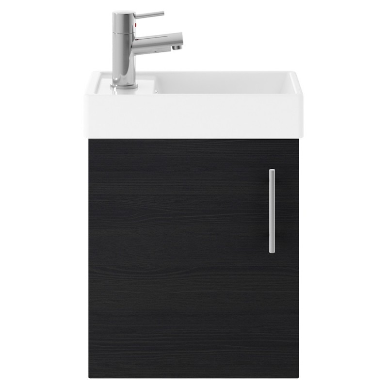 Vault Wall Hung 400mm Cabinet & Basin - Charcoal Black Woodgrain Vault Wall Hung 400mm Cabinet & Basin - Charcoal Black Woodgrain