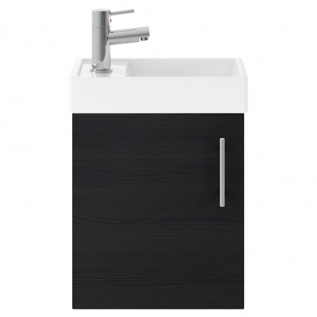 Vault Wall Hung 400mm Cabinet & Basin - Charcoal Black Woodgrain