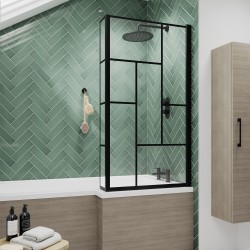 1700mm Square Shower Front Bath Panel - Solace Oak - Insitu
