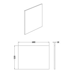 700mm Square Shower Bath End Panel - Bleached Oak - Technical Drawing