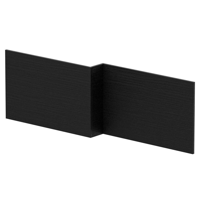 1700mm Square Shower Front Bath Panel - Charcoal Black Woodgrain