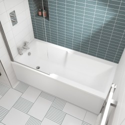 Square Straight Single Ended Shower Bath 1700mm x 750mm - Acrylic - Insitu