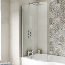 Curved P-Bath Screen 870m x 1435mm - Insitu