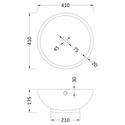 420mm Round Counter Top Basin - Technical Drawing