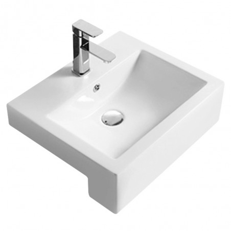 Semi Recessed Basin 530mm Wide - 1 Tap Hole