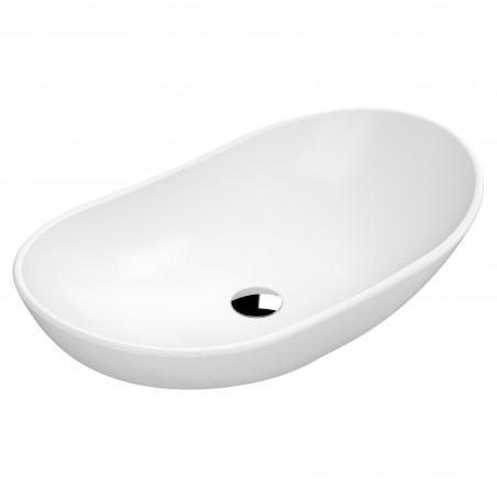 615 x 360mm Round Ceramic Counter Top Basin - Matt White