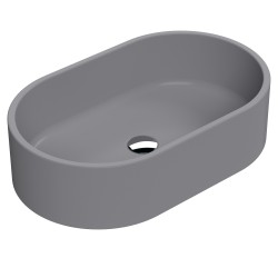 565 x 350mm Oval Ceramic Counter Top Basin - Matt Grey