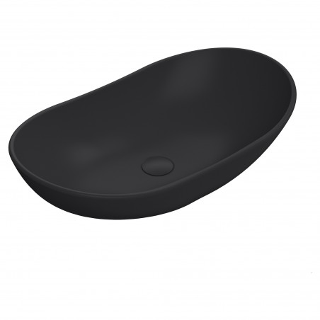 615 x 360mm Round Ceramic Counter Top Basin - Matt Black