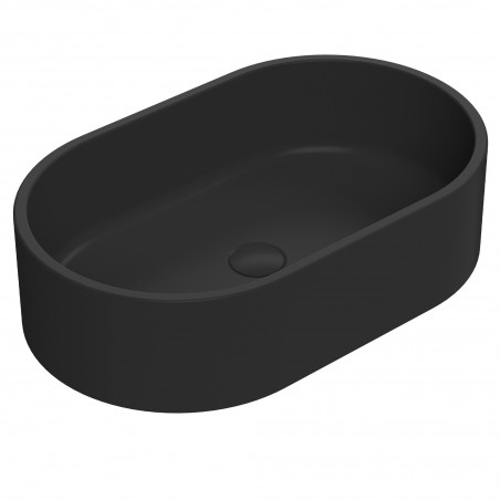 565 x 350mm Oval Ceramic Counter Top Basin - Matt Black