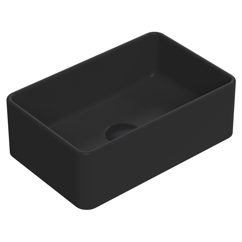 365 x 235mm Rectangle Ceramic Counter Top Basin - Matt Black