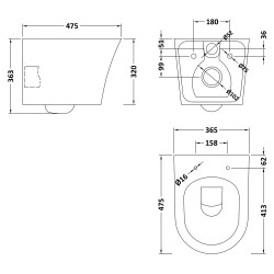 Freya Wall Hung Toilet Pan - Slim Sandwich Soft Close Seat - Technical Drawing