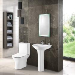 Freya Short Projection Toilet Pan with Cistern and Soft Close Toilet Seat - Insitu