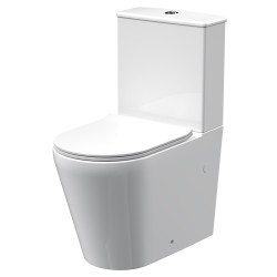 Freya Rimless Flush To Wall Toilet Pan, Cistern & Soft Close Seat