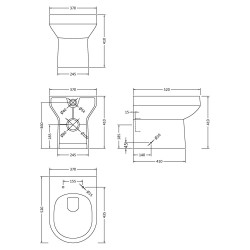Harmony Back to Wall Toilet Pan - Technical Drawing