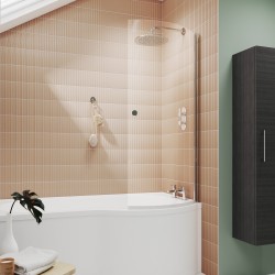 Curved P-Bath Screen With Knob 720mm x 1435mm