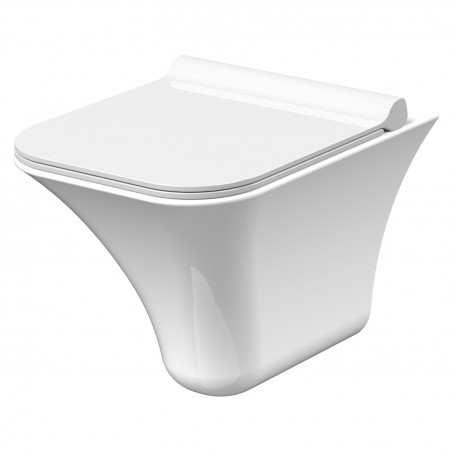 Rimless Wall Hung Toilet Pan with Quick Release Soft Close Toilet Seat