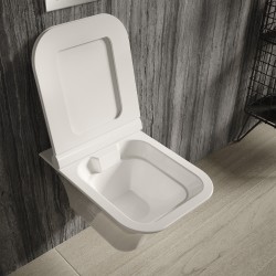 Rimless Wall Hung Toilet Pan with Quick Release Soft Close Toilet Seat - Insitu