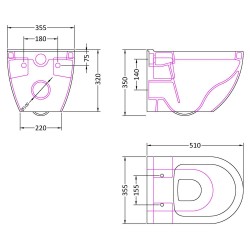 Round Wall Hung Toilet Pan - Technical Drawing