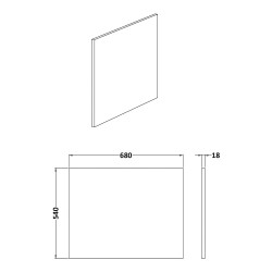 700mm Square Shower Bath End Panel - Soft Black - Technical Drawing
