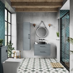 Juno Coastal Grey Wall Hung 350 x 1433mm Bathroom Cabinet - Insitu