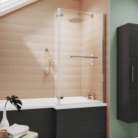 Quattro Bath Screen Hinged With Rail 805 x 1400mm